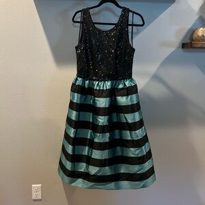 Gorgeous Anthropologie Teal and Sequin Black Formal Size 12